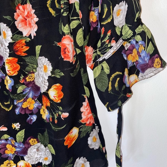 Sara Michelle Petite Sheer Floral Blouse Off the Shoulder Perfect Top for Spring - Picture 4 of 4